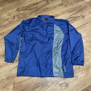 Vintage Nike Track Jacket Blue Gray Men XL Full Zip Windbreaker Athletic Retro - Picture 1 of 8