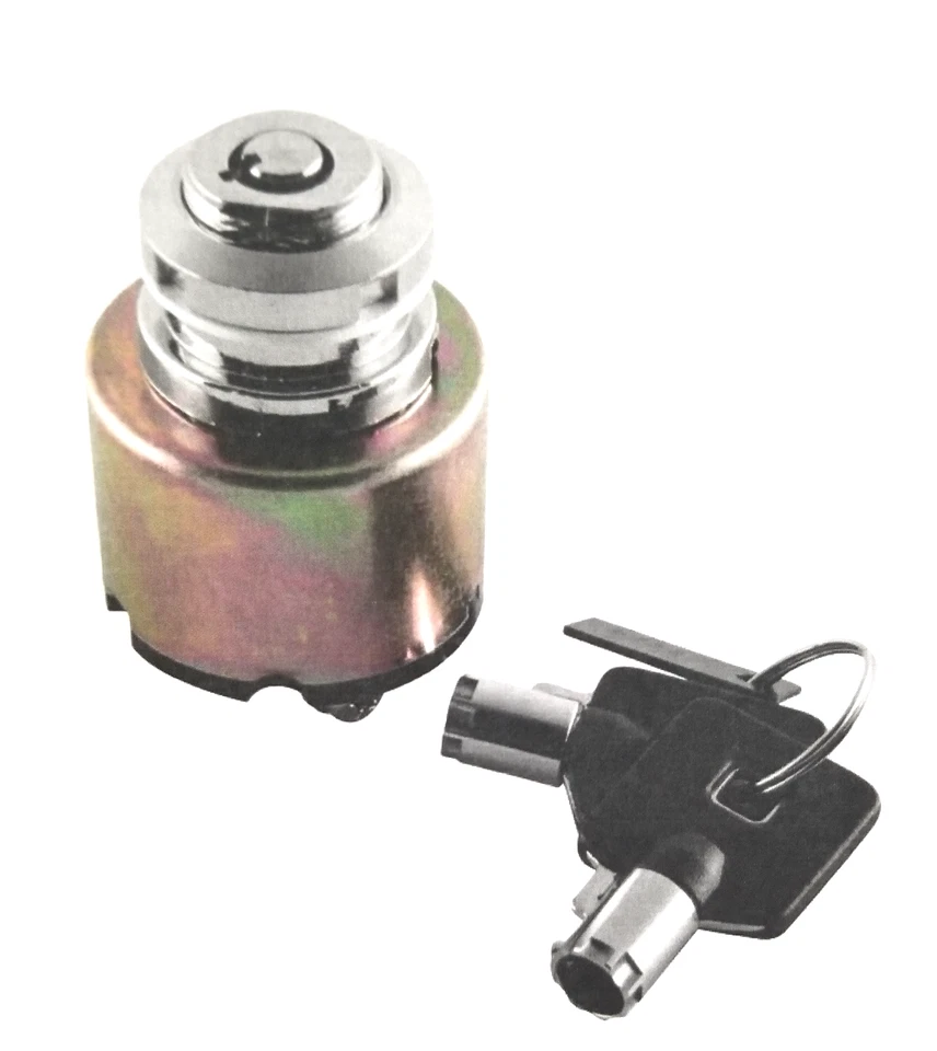 Interruptor de ignição chave de segurança duplo cromado giro para iniciar Harley & Custom - Imagem 1 de 1