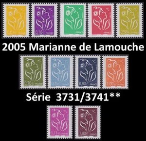 2005 FRANCE N°3731/3741** Marianne de Lamouche Série COMPLETE TTB MNH - Picture 1 of 1