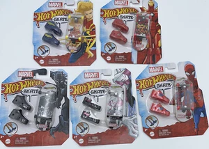 Set Of 5 Hot Wheels Skate Marvel Spider-Man Black Panther Iron Man Ghost Captain - Picture 1 of 7