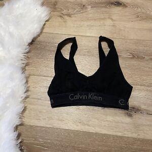 Calvin Klein Size Medium Black Sports Bra Cut Out Athletic Lounge Comfort