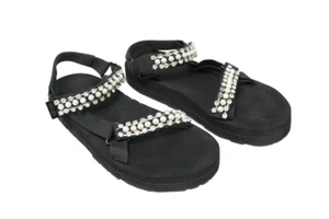 MAJE Shoes Women's EU 39 / UK 6 Rhinestone Pearl Details Sandals Black - Picture 1 of 15