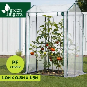 Green Fingers Mini Greenhouse PE Cover Green House Zippered Door 1.0x0.8x1.5M - Picture 1 of 8