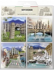 set di 4 sottobicchieri sottobicchiere birra souvenir italia con base in sughero