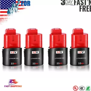4PCS 12V 3.5Ah Li-ion Battery fit for Milwaukee M12, 48-11-2401, 48-11-2402 - Picture 1 of 13