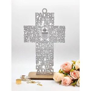 Centro de mesa cruz religiosa de plata de EE. UU. 4/12 piezas con soporte para decoración de tu fiesta de bautismo - Imagen 1 de 1