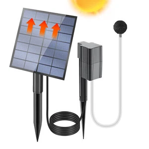 Solar Air Pump Powered Oxygenator Portable Oxygen Water Aerator Fish Tank Pond - Picture 1 of 9