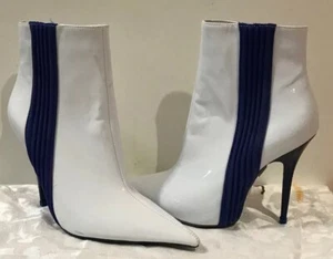 JEFFREY CAMPBELL WHITE/BLUE ANKLE BOOTIE SZ 7 - Picture 1 of 11