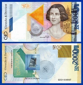 Giesecke & Devrient G&D BN 2000 Marie Königin von Bayern Specimen Test Note Unc - Picture 1 of 12