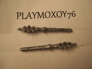 PLAYMOBIL ARMAS. DOS GARROTES GRIS PLATEADO MEDIEVAL CASTILLO CABALLERO BARBARO. - Picture 1 of 1