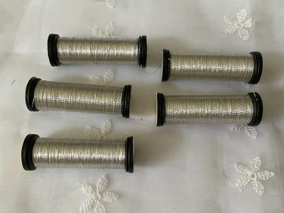 Kreinik Needlepoint Fibers Threads Lot of 5 Spools SIlver #001J Japan Thread New - Image 1 of 2