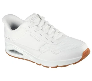 Zapatilla deportiva sin cordones Wide Fit Man Skechers Banksia manos libres 183022 blanca nueva - Imagen 1 de 6