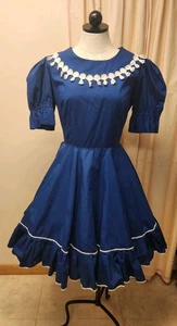 Marineblaues Kate Schorer Square Dance Kleid * Puffärmel * Gr. 16 * Top Zustand*USA  - Bild 1 von 13