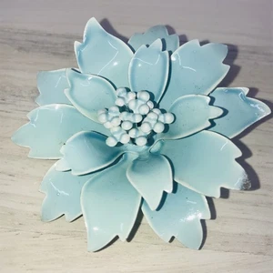 Spilla fiore smaltato vintage spilla azzurro dichiarazione floreale tenuta gioielli - Foto 1 di 24
