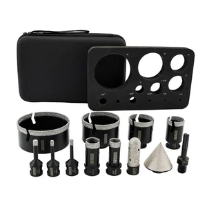 DT-DIATOOL 12pcs 6-100mm Diamond Drill Bit Tile Marble Granite Diamond Crown Kit - Picture 1 of 7