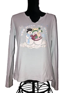 Fashion Bug Women's XL Christmas Shirt "You Make Me Melt" Snowmen Light Blue - Picture 1 of 10