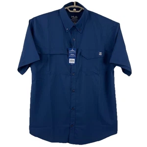 Huk Tide Point Hemd Herren L blau feuchtigkeitsableitend UPF Micro belüftet Angeln Button-Down - Bild 1 von 6
