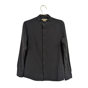 Zara Men's Jacquard Textured Shirt Regular Fit Button Front Navy Blue Small - Picture 1 of 8