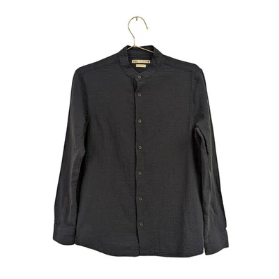 Zara Men's Jacquard Textured Shirt Regular Fit Button Front Navy Blue Small - Image 1 of 4