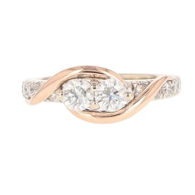 Anel de noivado Ever Us 0,90 ctw diamante duas pedras ouro 14k multitom tamanho 6 - Imagem 1 de 4