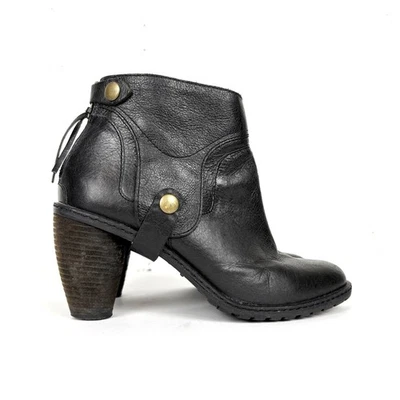 Botas Schuler & Sons Philadelphia femininas tornozelo zíper traseiro preto salto redondo 8   - Imagem 1 de 4