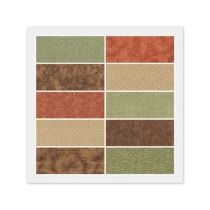 Lot of 10 Fat Quarters, SAGE GREEN BROWN CAMEL RUST, 100% Cotton Fabric Bundle - Picture 1 of 11