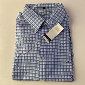 Tommy Hilfiger Long Sleeve Men’s Blue Check Shirt New size XL BNWT - Picture 1 of 8