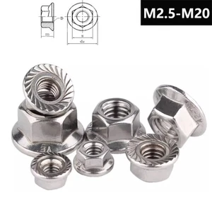 M3 M4 M5 M6 M8 M10 M12 M16 FLANGED NUTS SERRATED FLANGE STAINLESS STEEL METRIC - Picture 1 of 7