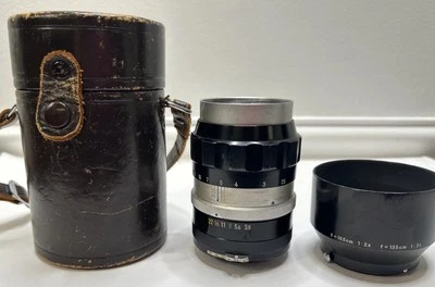 Estuche de lente de cámara Nikon Nikkor-Q Nippon Kogaku automático 1:3,5 F=135 35 mm de colección Foto 1 de 4