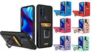FOR Motorola Moto G Pure XT2163DL 2021 Card Ring Stand Case Phone Cover - Picture 1 of 8