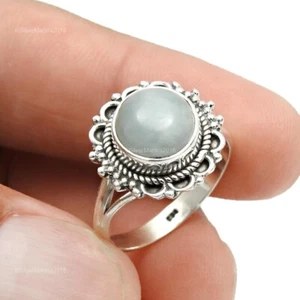 Wedding Gift Natural Aquamarine 925 Sterling Silver Statement Cocktail Ring - Picture 1 of 9