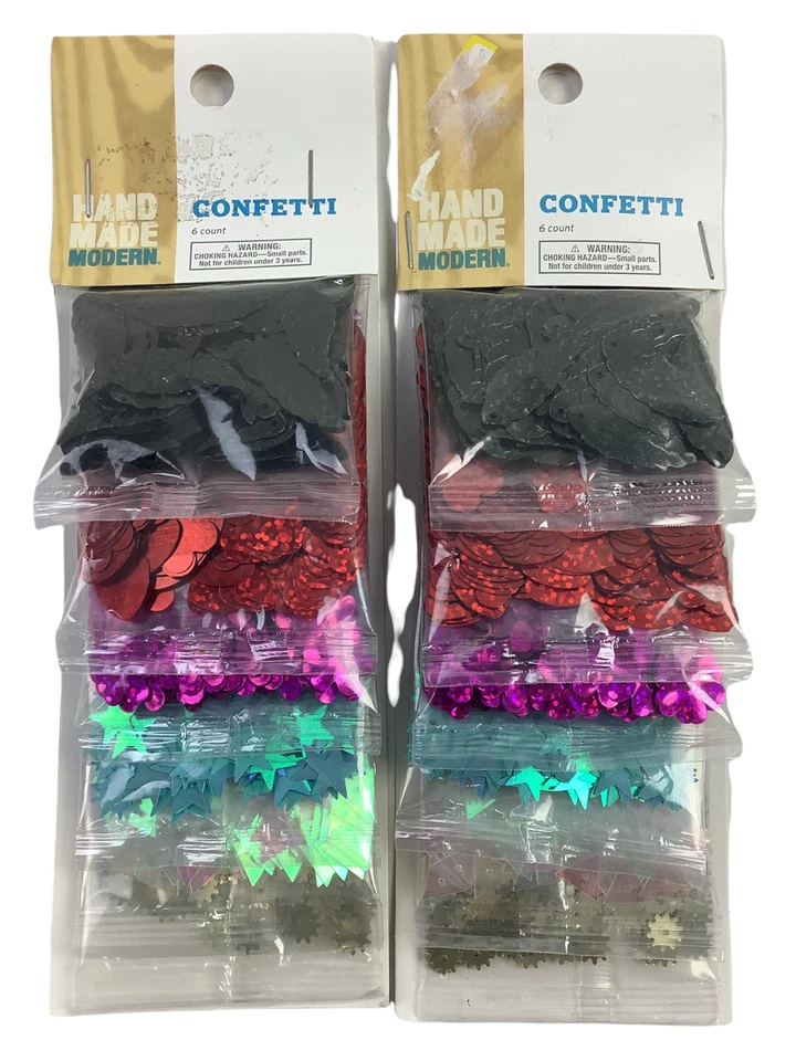 Pack 2 - Hecho a Mano Moderno - Confeti Corazones Flores Estrellas Plumas y Triángulos Foto 1 de 4
