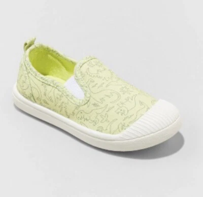 Cat & Jack Toddler Boy’s Sz 5 Shoes Green Dinosaur Print Slip On Sneakers New - Image 1 of 4