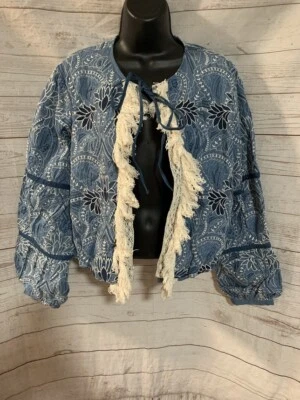 Jaqueta cardigã feminina Zara TRF Collection azul frente aberta tamanho XS - Imagem 1 de 4