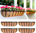 Fence Planters for Outdoor Plants (4 Pack, 24 Inch) Black Metal Window Boxes
