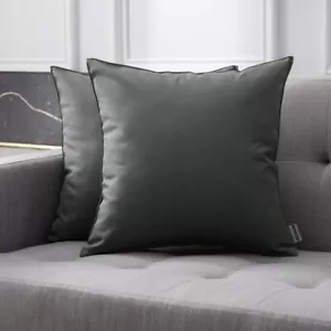2Pcs 20"x 20"Decorative Outdoor Waterproof Pillow Cover Garden Cushion Dark Grey - Picture 1 of 7
