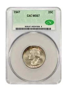 1947 Washington Quarter CACG MS-67 CAC - Superb!! - Picture 1 of 2