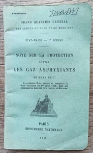 1917 NOTE SUR LA PROTECTION CONTRE LES GAZ ASPHYXIANTS WW1 GUERRE - Picture 1 of 4