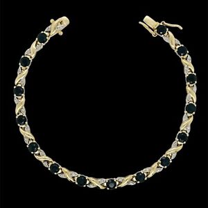 9ct Yellow Gold Sapphire and Diamond Bracelet 18.5cm 8.60g Preloved