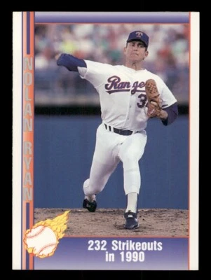 1991 PACIFIC NOLAN RYAN #73 232 STRIKEOUTS IN 1990 TEXAS RANGERS HOF - Image 1 of 2
