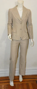 MIU MIU Womens Beige/Khaki Blazer Jacket/pants 2-piece Suit Size 40/38 Italy - Picture 1 of 13