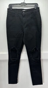 Levis 721 Jeans Womens 31 Black High Rise Skinny Denim Ripped Distressed Holes - Picture 1 of 10