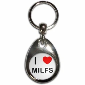 Milfs I Love Herz Träne Tropfen Metall Schlüsselanhänger (43 mm x 33 mm) - Bild 1 von 2