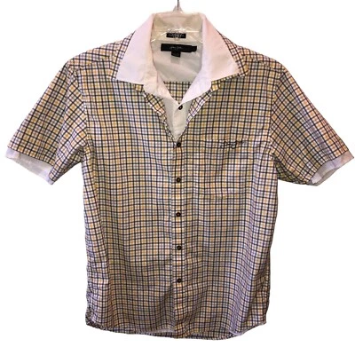 Sean John Y2K Yellow Gray Checkered Short Sleeve Button Up Layered Shirt Large L - Image 1 of 4