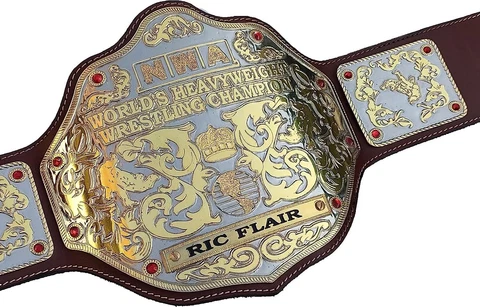 NWA Big Gold Dual Plated World Heavyweight Championship Title Belt Brass/Zinc Cover