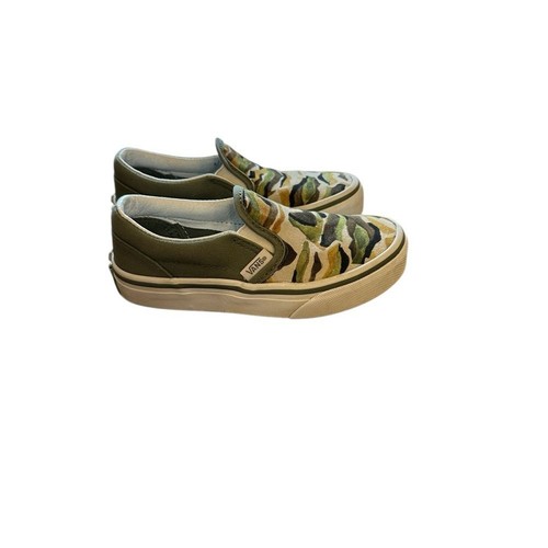Scarpe slip on Vans per bambini verde mimetico taglia 11