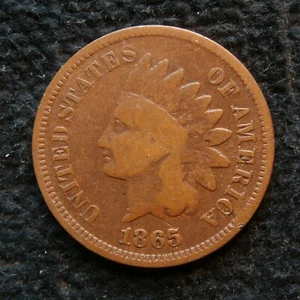 1865 INDIAN CENT FANCY 5 POLIQUIN 19 CUD RIGHT OBVERSE - Picture 1 of 2