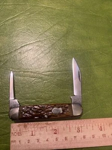 OLD ANTIQUE VINTAGE REMINGTON R4473 Pocket KNIFE Bone Stag Super Nice Shield - Picture 1 of 17