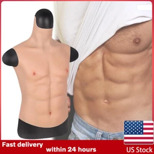 Cosplay Silicone Fake Chest Male Suit Muscle Artificial Simulation Men's Chest - Picture 1 of 10