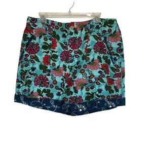 Sundance Women’s Sz 14 Cuffed Kalini Floral Paisley Linen Cotton Shorts Zip Fron - Picture 1 of 7